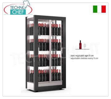 BODEGA-TECA, capacidad 128 botellas Vertical, Estática-Ventilada, 4 Lados de Cristal, dim.mm.874x568x1865h
