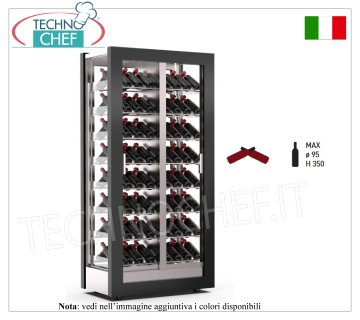 BODEGA-TECA, capacidad 112 botellas, inclinada, estática-ventilada, 4 lados de cristal, dim.mm.874x568x1865h