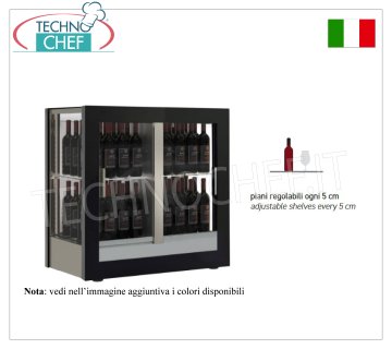 BODEGA-TECA capacidad 64 botellas Vertical, Estática-Ventilada, 3 Laterales de Cristal, dim.mm.874x568x910h