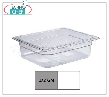 Gastronorm 1/2 sartenes en policarbonato 1/2 bandeja gastro-norm en policarbonato, capacidad 4,1 litros, dimensiones mm.325 x 265 x 65 h