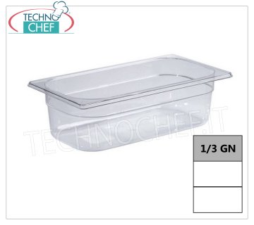 Contenedores Gastronorm GN 1/3 en policarbonato. Bandeja gastro-norm de policarbonato 1/3, capacidad 2,5 litros, dim.mm.325 x 175 x 65 h