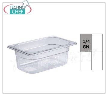 Contenedores Gastronorm GN 1/4 en policarbonato. Bandeja gastronorma 1/4 de policarbonato, capacidad 1,8 litros, dim.mm.265 x 162 x 65 h