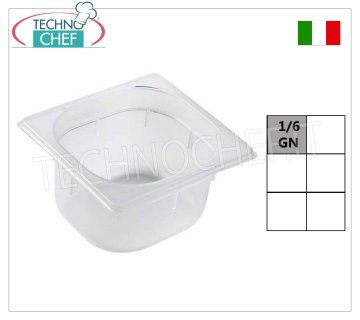 Contenedor Gastronorm GN 1/6 en polipropileno, tamaño 176x162mm