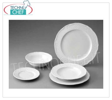 SATURNIA - Colección MALAGA BIANCO en Porcelana - Vajilla para Restaurante PLATO LISO, Colección Malaga White, Diámetro cm.26, Marca SATURNIA -- Disponible en packs de 12 piezas