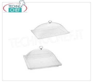 Campana de cúpula de plexiglás transparente con bandeja