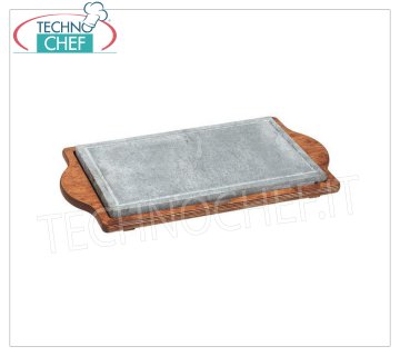 Platos de cocción y mantenimiento en lava-esteatita ESTEATITA RECTANGULAR CON BASE DE MADERA CM. 40X25H