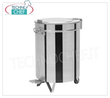 Cubo de basura en acero inoxidable con ruedas, capacidad 100 lt.