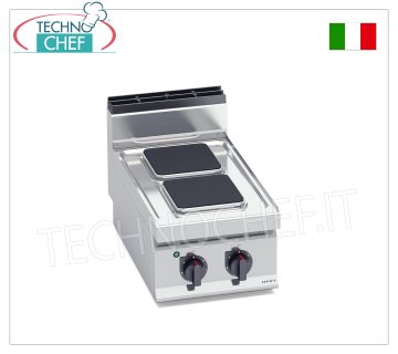 TECHNOCHEF - COCINA ELÉCTRICA 2 PLACAS SUPERIORES, Kw.5,2, Mod.E7PQ2B COCINA ELÉCTRICA DE 2 PLACAS SUPERIORES, BERTOS, línea MACROS 700, serie HIGH POWER, con 2 placas CUADRADAS de 220x220 mm, MANDOS INDEPENDIENTES, 6 niveles de potencia, V.400/3+N, Kw.5,2, Peso 28 Kg, dim. mm.400x700x290h