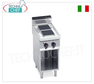 TECHNOCHEF - COCINA ELÉCTRICA 2 PLACAS sobre MUEBLE ABIERTO, 5,2 Kw, Mod. E7PQ2M ESTUFA ELÉCTRICA 2 PLACAS sobre MUEBLE ABIERTO, BERTOS, Línea MACROS 700, Serie HIGH POWER, con 2 placas CUADRADAS de 220x220 mm, MANDOS INDEPENDIENTES, 6 niveles de potencia, V.400/3+N, Kw.5,2, Peso 41 Kg, tenue .mm.400x700x900h