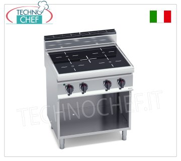 TECHNOCHEF - COCINA ELÉCTRICA 4 ZONAS INFRARROJOS sobre MUEBLE ABIERTO, 12,8 Kw, Mod.E7P4M/VTR COCINA ELÉCTRICA DE 4 ZONAS DE INFRARROJOS sobre MUEBLE ABIERTO, BERTOS, Línea MACROS 700, Serie INFRARROJOS, con 4 zonas CUADRADAS de 230x230 mm, MANDOS INDEPENDIENTES, V.400/3+N, Kw.12,8, Peso 65 Kg, dim .mm. 800x700x900h