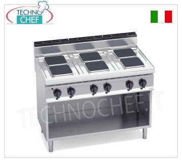 TECHNOCHEF - COCINA ELÉCTRICA DE 6 PLACAS sobre MUEBLE ABIERTO, 15,6 Kw, Mod. E7PQ6M