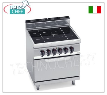 TECHNOCHEF- COCINA ELÉCTRICA 4 ZONAS INFRARROJOS sobre HORNO GN 2/1, Kw.20,3, Mod.E7P4/VTR+FE