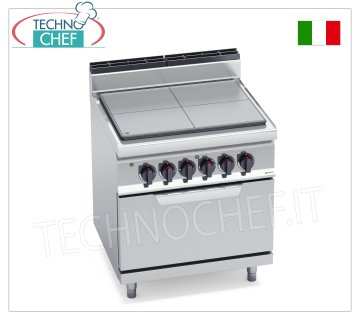 TECHNOCHEF - COCINA ELÉCTRICA DE SUPERFICIE SÓLIDA sobre HORNO ELÉCTRICO GN 2/1, Kw.16,5, Mod.E7TP+FE