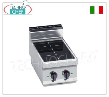 TECHNOCHEF - COCINA ELÉCTRICA 2 ZONAS con ENCIMERA DE INDUCCIÓN, Kw.7, Mod.E7P2B/IND COCINA ELÉCTRICA DE INDUCCIÓN 2 ZONAS, BERTOS, Línea MACROS 700, Serie POWER INDUCTION, con 2 zonas CUADRADAS de 230x230 mm, MANDOS INDEPENDIENTES, V.400/3+N, Kw.7,00, Peso 30 Kg, dim.mm .400x700x290h