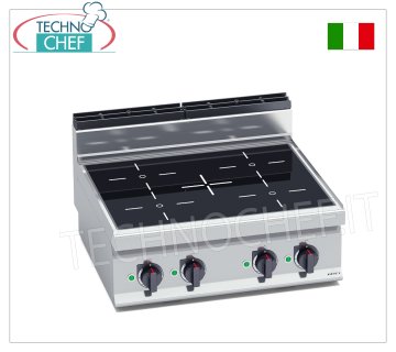 TECHNOCHEF - COCINA ELÉCTRICA 4 ZONAS con ENCIMERA DE INDUCCIÓN, Kw.14, Mod.E7P4B/IND COCINA DE INDUCCIÓN ELÉCTRICA DE 4 ZONAS, BERTOS, Línea MACROS 700, Serie POWER INDUCTION, con 4 zonas CUADRADAS de 230x230 mm, MANDOS INDEPENDIENTES, V.400/3+N, Kw.14,00, Peso 59 Kg, dim.mm .800x700x290h