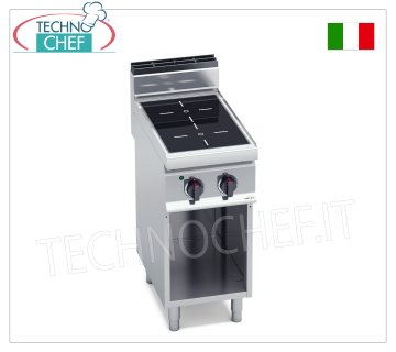 TECHNOCHEF - COCINA ELÉCTRICA 2 ZONAS INFRARROJOS sobre MUEBLE ABIERTO, Kw.6,4, Mod.E7P2M/VTR COCINA ELÉCTRICA DE 2 ZONAS DE INFRARROJOS sobre MUEBLE ABIERTO, BERTOS, Línea MACROS 700, Serie INFRARROJOS, con 2 zonas CUADRADAS de 230x230 mm, MANDOS INDEPENDIENTES, V.400/3+N, Kw.6,4, Peso 42 Kg, dim .mm. 400x700x900h