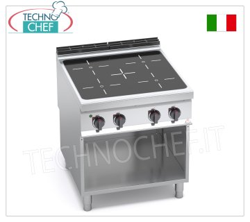 TECHNOCHEF - COCINA ELÉCTRICA INFRARROJAS DE 4 ZONAS sobre MUEBLE ABIERTO, mod. E9P4MP/VTR COCINA ELÉCTRICA DE 4 ZONAS DE INFRARROJOS sobre MUEBLE ABIERTO, Línea BERTOS MAXIMA 900, Serie INFRARROJOS, con 4 ZONAS CUADRADAS de 270x270 mm, MANDOS INDEPENDIENTES, V.400/3+N, Kw. 16.00, peso 72 kg, dim.mm.800x900x900h