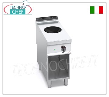 TECHNOCHEF - COCINA ELÉCTRICA 1 PLACA WOK DE INDUCCIÓN sobre MUEBLE, mod. E9WOK/IND COCINA ELÉCTRICA de 1 PLACA WOK DE INDUCCIÓN sobre MUEBLE ABIERTO, Línea BERTOS MAXIMA 900, Serie POWER INDUCTION, con ZONA DE COCCIÓN Ø 300 mm, 9 niveles de potencia, V.400/3+N, Kw.5,00, Peso 45 Kg, dim.mm .400x900x900h