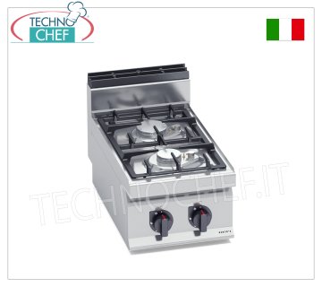 TECHNOCHEF - ESTUFA A GAS 2 QUEMADORES TOP, Kw.10,5, Mod.G7F2B ESTUFA A GAS 2 QUEMADORES TOP, BERTO'S, Línea MACROS 700, Serie HIGH POWER, Potencia térmica Kw.10,5, Peso 27 Kg, dim.mm.400x700x290h