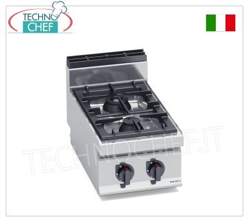 TECHNOCHEF - ESTUFA A GAS 2 QUEMADORES TOP, Kw.14,00, Mod.G7F2BP ESTUFA A GAS 2 QUEMADORES ENCIMERA, BERTO'S, Línea MACROS 700, Serie MAX POWER, Potencia térmica Kw.14,00, Peso 27 Kg, dim.mm.400x700x290h