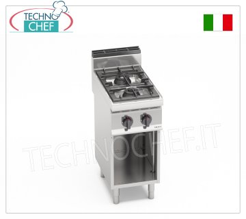 TECHNOCHEF - ESTUFA A GAS 2 QUEMADORES sobre ARMARIO ABIERTO, Kw.10,5, Mod.G7F2M ESTUFA A GAS 2 QUEMADORES sobre ARMARIO ABIERTO, BERTO'S, Línea MACROS 700, Serie HIGH POWER, Potencia térmica Kw.10,5, Peso 38 Kg, dim.mm.400x700x900h