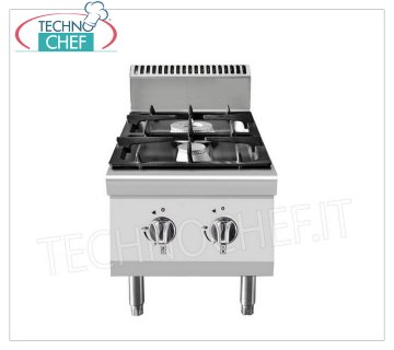 Technochef - COCINA A GAS 2 QUEMADORES, 10,5 Kw COCINA DE GAS 2 QUEMADORES DE BANCA Línea 700, potencia térmica 3,5+7 Kw, dim.mm.400x700x547h