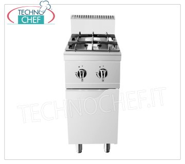 Technochef - COCINA A GAS 2 QUEMADORES MÓVIL, 10,5 Kw ESTUFA A GAS 2 QUEMADORES sobre MÓVIL, Línea 700, potencia térmica 3,5+7 Kw, dim.mm.400x700x1085h