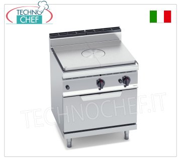 TECHNOCHEF - COCINA SOLIDA A GAS sobre HORNO A GAS GN 2/1, Kw.17,8, Mod.G7TP+FG COCINA FIJA A GAS sobre HORNO A GAS GN 2/1, BERTOS, Línea MACROS 700, Serie HIGH POWER, potencia térmica total 17,8 kW, peso 129, dim.mm.800x700x900h