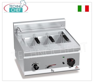 COCEDOR DE PASTA ELÉCTRICO DE SOBREMESA, cuba de 25 lt., completo con 3 cestos, V. 400/3+N - Kw 8,25 - dim. Dimensiones: 600 x 600 x 290 cm.