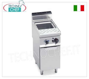 TECHNOCHEF - CUOCIPASTA a GAS su MOBILE, 1 vasca da lt.30, Mod.CPG40E COCINA DE PASTA A GAS MÓVIL, línea BERTOS, MACROS 700, serie PASTA ITALY, 1 cuba de acero inoxidable de 30 litros, potencia térmica Kw.10,00, Peso 49 Kg, dim.mm.400x700x900h