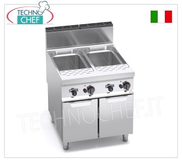 Technochef - COCEPASTA A GAS MÓVIL, 2 cubas de 40+40 lt., línea MAXIMA 900, Mod.G9CP80 COCINA DE PASTA A GAS MÓVIL, BERTO'S, línea MAXIMA 900, 2 cubas de 40+40 litros, controles independientes, potencia térmica Kw.24,00, Peso 94 Kg, dim.mm.800x900x900h