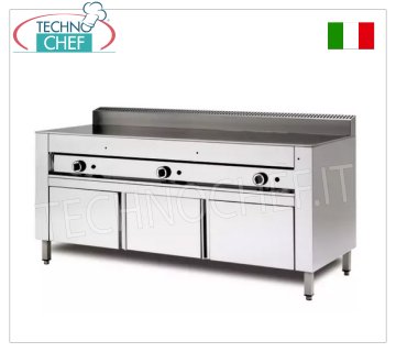 Cocedor de pan a GAS con PLACA DE COCCIÓN DE ACERO, versión con base mueble Cocina piadina a gas versión sobre base mueble, con PLACA DE ACERO 600x600 para 4 piadinas, potencia térmica 6,7 ​​kw, dim. exterior mm 650x730x960h