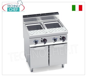 TECHNOCHEF - COCEDOR DE PASTA A GAS SOBRE MUEBLE, 2 cubas de 30+30 lt, Mod.CPG80E
