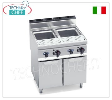 TECHNOCHEF - COCEPASTA A GAS MÓVIL, 2 cubas de 30+30 litros, Mod.CPG80E COCEPASTA A GAS MÓVIL, BERTOS, línea MACROS 700, serie PASTA ITALY, 2 depósitos independientes de acero inoxidable de 30+30 litros, potencia térmica Kw.24,00, Peso 94 Kg, dim.mm.800x700x900h