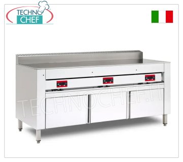 Cocina piadina ELÉCTRICA con PLACA DE ACERO, versión con MUEBLE, Cocina piadina eléctrica, versión con soporte mueble, con placa de acero 600x600 para 4 piadinas, V 380/3+N, 4,00 kw, dim. exterior mm 650x730x960h