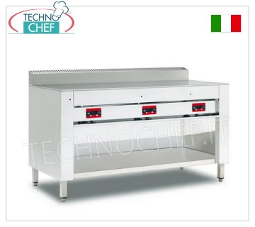 Cocina piadina ELÉCTRICA con PLACA DE ACERO, versión con ARMARIO ABIERTO Cocina piadina eléctrica, versión con compartimento abierto, placa de acero 600x600 para 4 piadinas, V 380/3+N, 4,00 kw, dim. exterior mm 650x730x960h