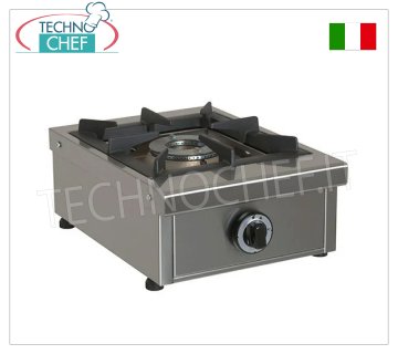 Cocina de gas de sobremesa profesional, 1 quemador, 6,5 kW, dimensiones 340 x 490 x 210 h.