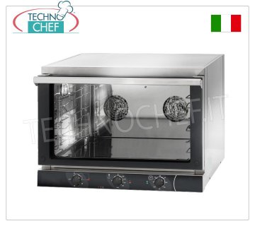 TECNODOM-Horno Eléctrico de Convección con GRILL, 3 Bandejas Pastelera 60x40 cm, Puerta Abatible, mod. NERONE EKO 600 - PARRILLA HORNO DE CONVENCIÓN VENTILADO eléctrico con GRILL, para PASTELERÍA, capacidad 3 BANDEJAS de 600x400 mm (no incluidas), MANDOS MANUALES, versión con PUERTA ABATIBLE, V.230/1, Kw.3,15+1,7, Peso 35 Kg, dim.mm.775x700x560h