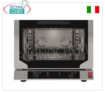 HORNO ELÉCTRICO DE CONVECCIÓN CON VENTILACIÓN con GRILL y HUMIDIFICADOR, Profesional con cámara de cocción para 4 BANDEJAS GASTRO-NORM 1/1 (mm 530x325), CONTROLES ELECTROMECÁNICOS, V.400/3+N, Kw.5.2, Peso 52 Kg, dim.mm.784x754x634h