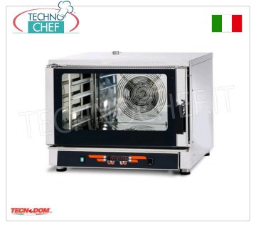 TECNODOM-Horno Eléctrico Convección-Vapor Digital 4 Bandejas GN 1/1 o 60x400 cm, mod. NERONE MID 4 DIG. HORNO ELÉCTRICO DE CONVECCIÓN-VAPOR para GASTRONOMÍA y PASTELERÍA capacidad 4 BANDEJAS Gastro-Norm 1/1 o mm.600x400 (excluido), CONTROLES DIGITALES, 9 programas de cocción, V.400/3+N, Kw.5,45, Peso 79 Kg, dim.mm.840x910x670h