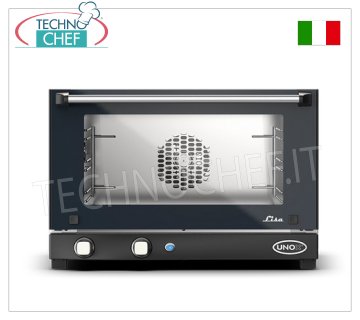 UNOX - Horno Eléctrico de Convección, mod. XF013 LISA, 3 bandejas 46 x 33 cm HORNO DE CONVENCIÓN eléctrico UNOX - línea MICRO, modelo LISA para GASTRONOMÍA y PASTELERÍA, capacidad bandejas de 3 mm. 460x330, versión con MANDOS MANUALES, V.230/1, Kw. 2,7, peso 20 kg, dimensión mm. 600x587x402h