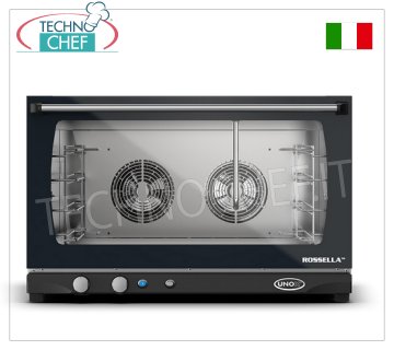 UNOX - Horno Eléctrico de Convección con Humidificador, Mod. XFT193 ROSSELLA, 4 BANDEJAS de 60x40 cm HORNO DE CONVENCIÓN eléctrico UNOX - línea MISS, para GASTRONOMÍA y PASTELERÍA, capacidad 4 BANDEJAS de 600x400 mm, versión con MANDOS MANUALES y HUMIDIFICADOR, V. 230/1 - 400/3+N, Kw. 6,5, peso 49 kg, dim.mm.800x774x509h