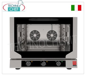 TECNOEKA - HORNO ELÉCTRICO DE CONVECCIÓN-VAPOR, 4 bandejas GN 1/1 - dim. Dimensiones (alto x ancho x alto): 784 x 754 x 634 mm.