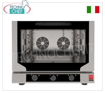 TECNOEKA - HORNO ELÉCTRICO DE CONVECCIÓN VENTILADO con VAPOR DIRECTO, 4 bandejas GN 1/1 - 325x530 mm, mod. EKF411NUD HORNO ELÉCTRICO DE CONVECCIÓN VENTILADO con VAPOR DIRECTO, Profesional, con cámara de cocción para 4 BANDEJAS GASTRO-NORM 1/1 (530x325 mm), MANDOS ELECTROMECÁNICOS, V.400/3+N, Kw.6,4, Peso 58 Kg, dim .mm. 784x754x634h