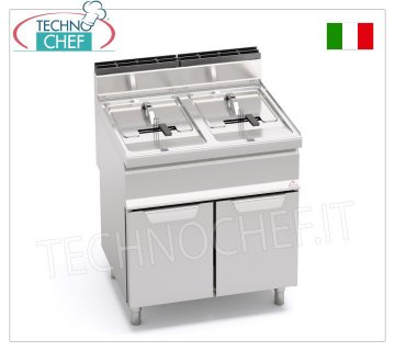 TECHNOCHEF - FREIDORA A GAS MÓVIL, 2 depósitos de 15+15 litros, Mod.GL15+15M FREIDORA A GAS sobre MÓVIL, Línea BERTOS, MACROS, Serie TURBO, 2 depósitos independientes de 15+15 litros, Potencia térmica Kw.25,4, Peso 60 Kg, dim.mm.800x700x900h