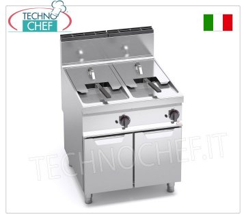 TECHNOCHEF - FREIDORA A GAS MÓVIL, 2 TANQUES de 18+18 litros, Controles Analógicos, Mod.9GL18+18MI FREIDORA A GAS MÓVIL, BERTO'S, Línea MAXIMA 900, Serie FREIDORA A GAS INDIRECTA, 2 DEPOSITOS INDEPENDIENTES de 18+18 litros, Controles Analógicos, Calentamiento Indirecto, Potencia térmica Kw.28,00, Peso 95 Kg, dim.mm.800x900x900h