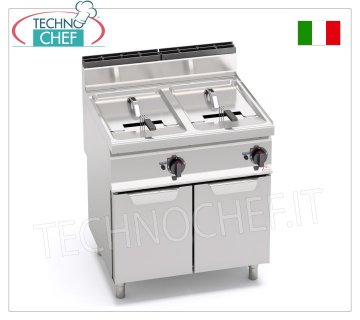 TECHNOCHEF - FREIDORA A GAS MÓVIL, 2 depósitos de 18+18 litros, Mod.GL18+18MI FREIDORA A GAS MÓVIL, BERTOS, Línea MACROS 700, Serie FREIDORA A GAS INDIRECTA, 2 cubas independientes de 18+18 litros, quemadores externos, controles analógicos, Potencia térmica Kw.28,00, Peso 63 Kg, dim.mm.800x700x900h