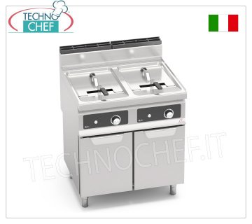 TECHNOCHEF - FREIDORA A GAS MÓVIL, 2 depósitos de 18+18 litros, Mod.GL18+18MI-BF FREIDORA A GAS MÓVIL, BERTOS, Línea MACROS 700, Serie FREIDORA A GAS INDIRECTA, 2 cubas independientes de 18+18 litros, quemadores externos, mandos electrónicos BFLEX, Potencia térmica Kw.28,00, Peso 63 Kg, dim.mm.