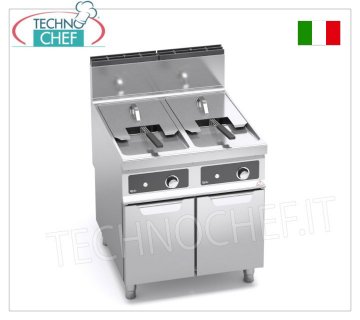 TECHNOCHEF - FREIDORA A GAS MÓVIL, 2 TANQUES de 18+18 litros, Controles Electrónicos Bflex, Mod.9GL18+18MI-BF FREIDORA A GAS MÓVIL, BERTO'S, Línea MAXIMA 900, Serie FREIDORA A GAS INDIRECTA, 2 DEPOSITOS INDEPENDIENTES de 18+18 litros, Controles Electrónicos Bflex, Calentamiento Indirecto, Potencia térmica Kw.28,00, Peso 95 Kg, dim.mm.