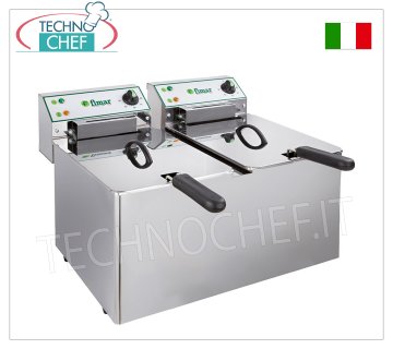 FIMAR - Technochef, Freidora eléctrica de encimera, 2 depósitos independientes de 8+8 litros, Mod.FR88N